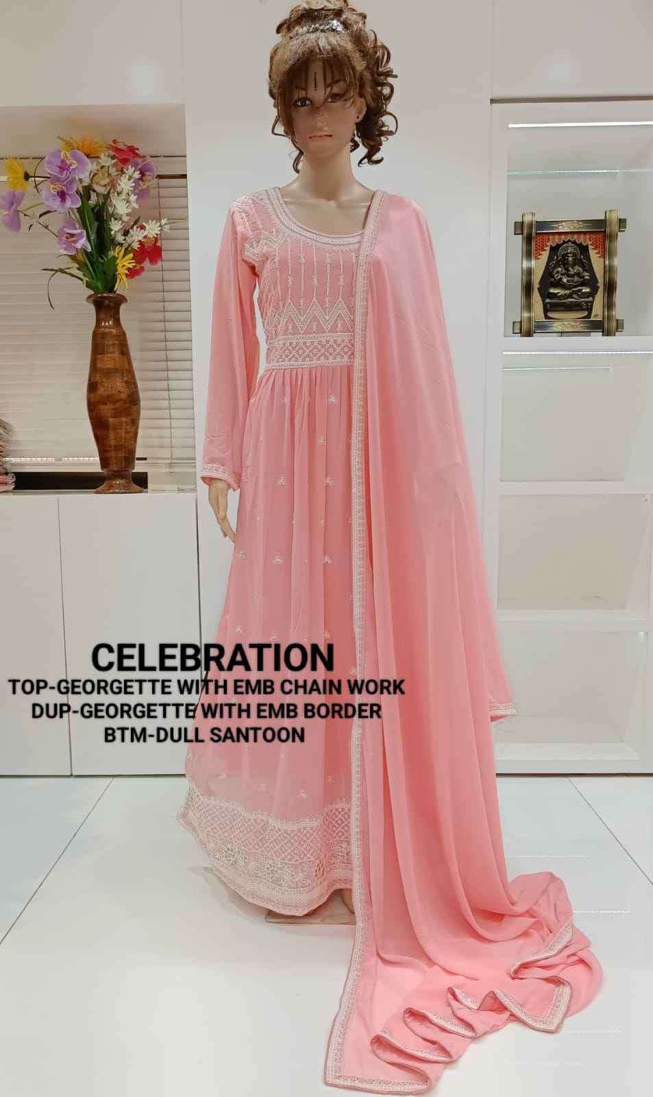 Vedanti Celebration Fancy Embroidery Work Festive Wear Nayra Cut Dress Exporter
