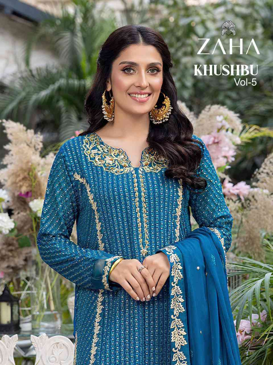 Zaha Khushbu Vol 5 Fancy Pakistani Salwar Suit New Collection Wholesaler