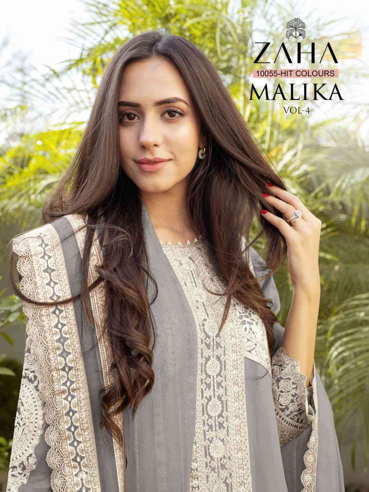 Zaha Malika Vol 4 10055 Colors Heavy Embroidery Pakistani Dress Wholesaler
