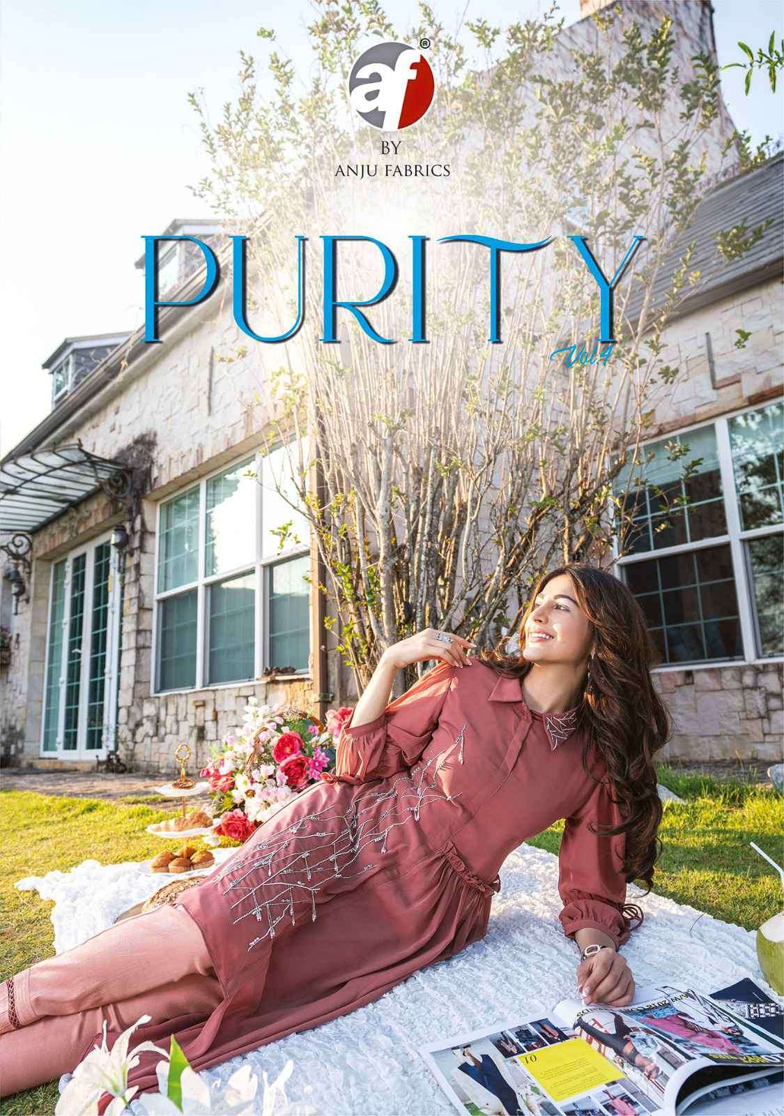 Af Stock Out Purity Vol 4 By Anju Fabrics Designer Western Style Top Bottom New Pattern