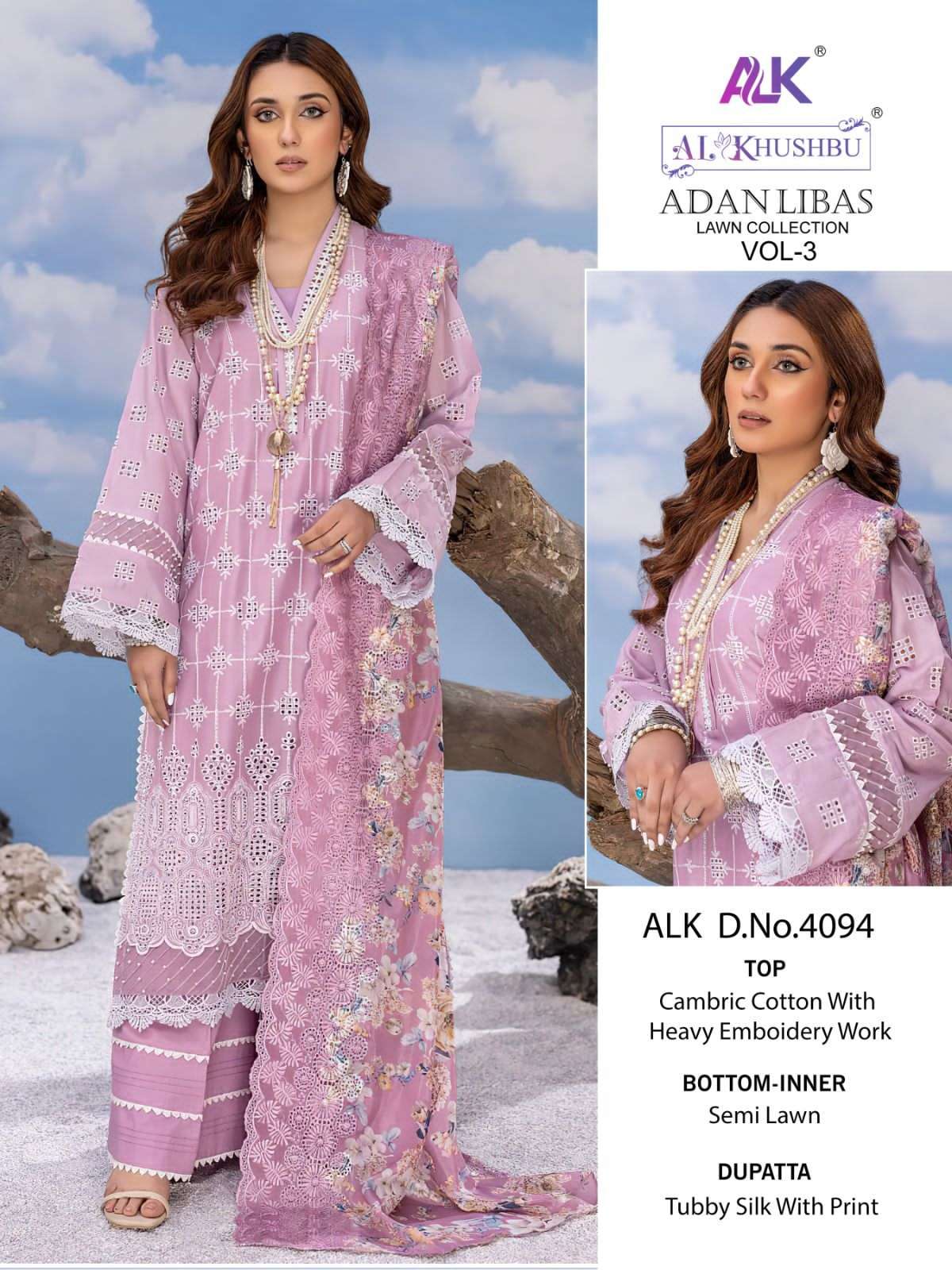 Al Khushbu Adan Libas Lawn Collection Vol 3 Fancy Embroidered Pakistani Cotton Suit Dealers