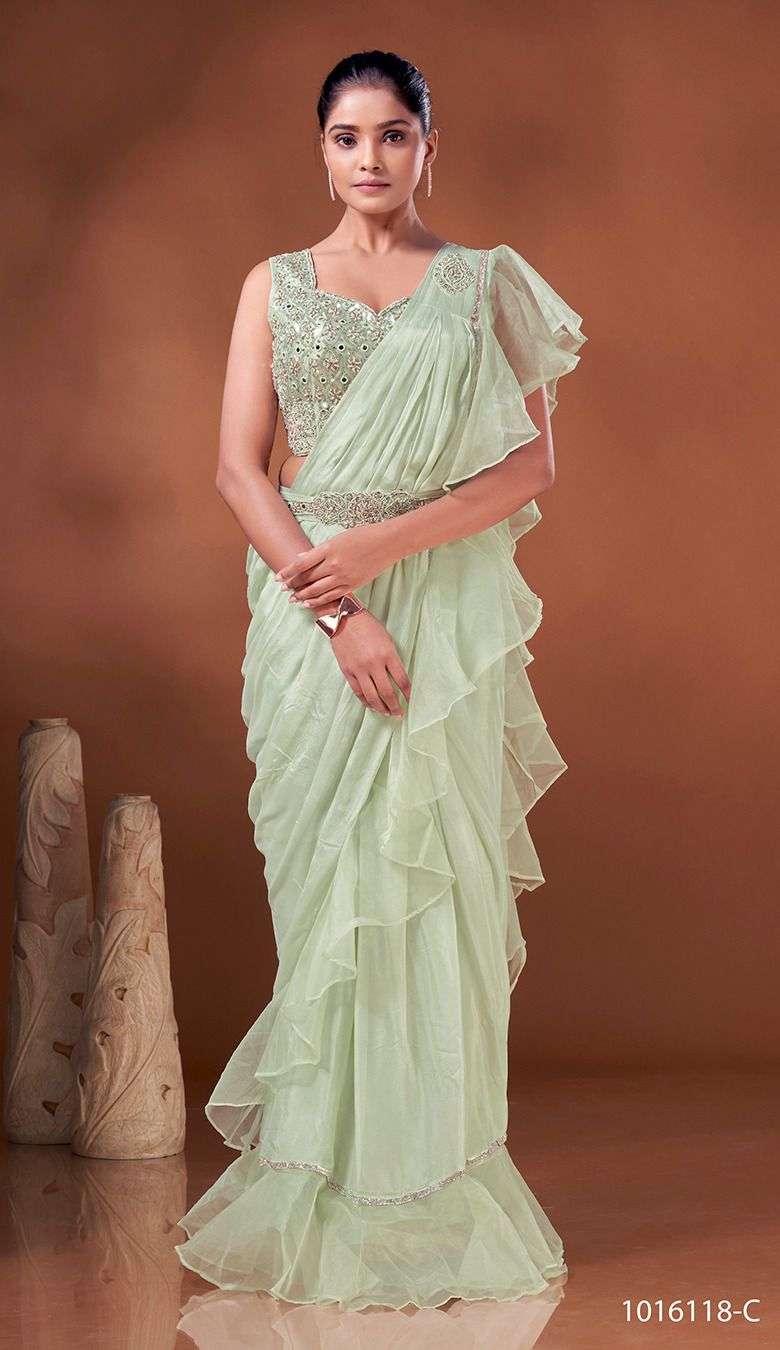 Amoha Trends 1016118 Designer Ruffle Saree Partywear Collection Online