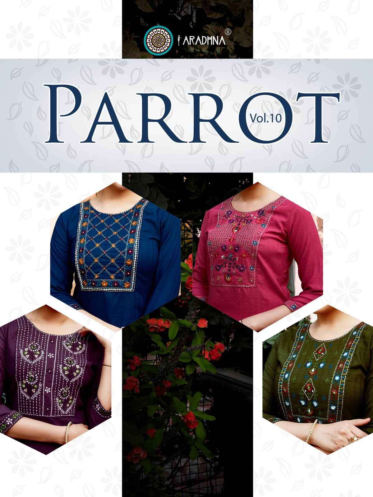 Aradhna Parrot Vol 10 Ethnic Wear Straight Kurti Designs Online Collection Wholesaler