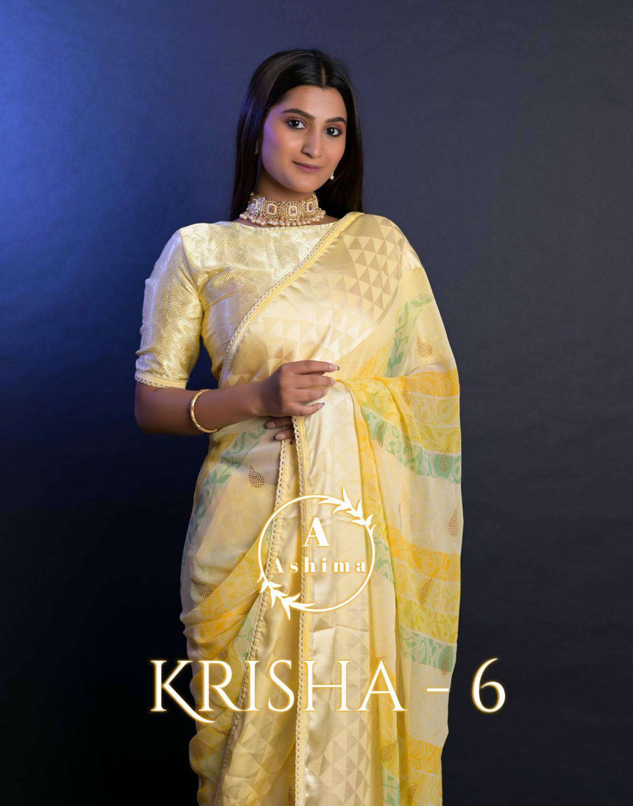 Ashima Krisha Vol 6 7501 To 7508 Fancy Georgette Exclusive Saree Exporter