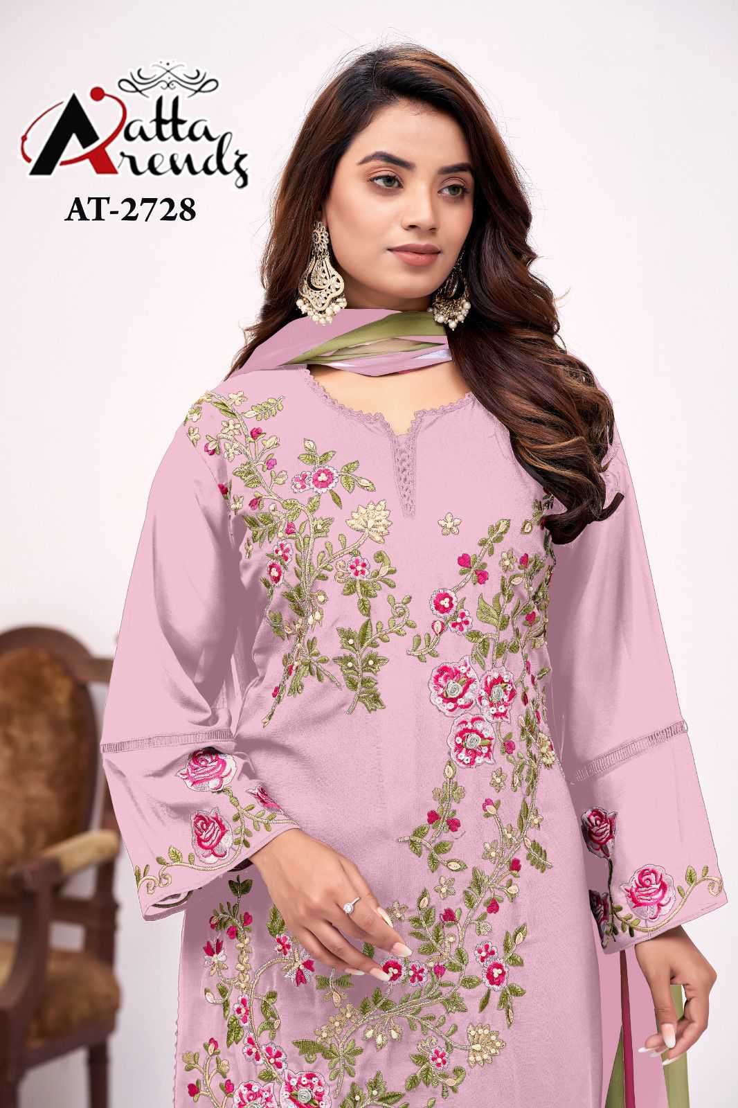 Atta Trendz 2728 Readymade Pakistani 3 Piece Suit New Collection