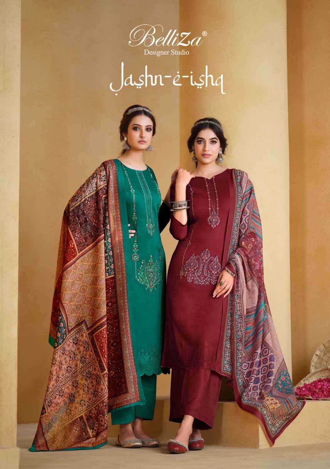 Belliza Jashn E Ishq Premium Designs Pure Jam Dress Exclusive Collection