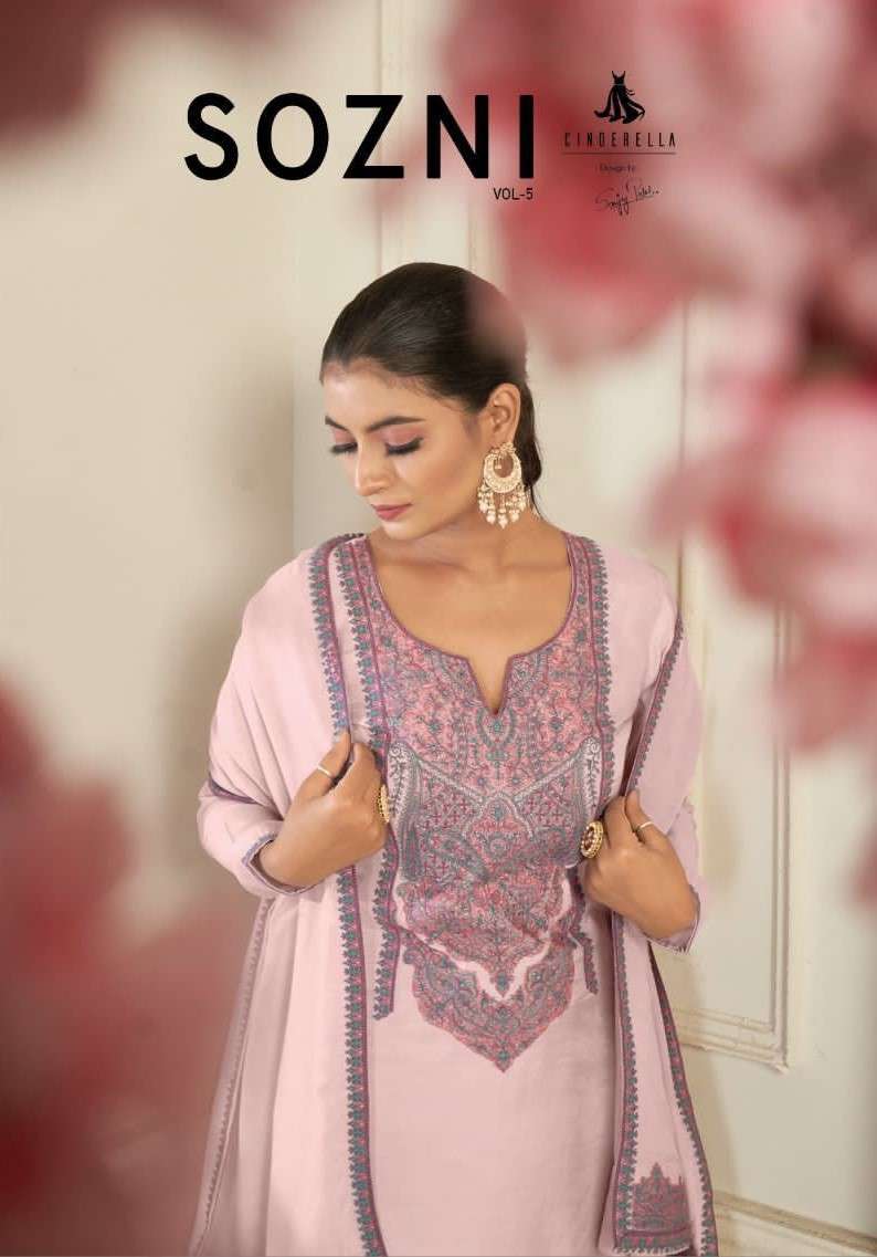 Cinderella Sozni Vol 5 Fancy Muslin Kashmiri Designs Suit New Collection
