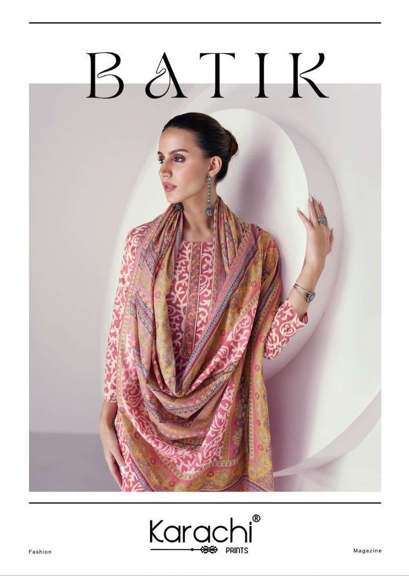 Karachi Prints Batik Pure Cambric Cotton Batik Print Dress Material Supplier