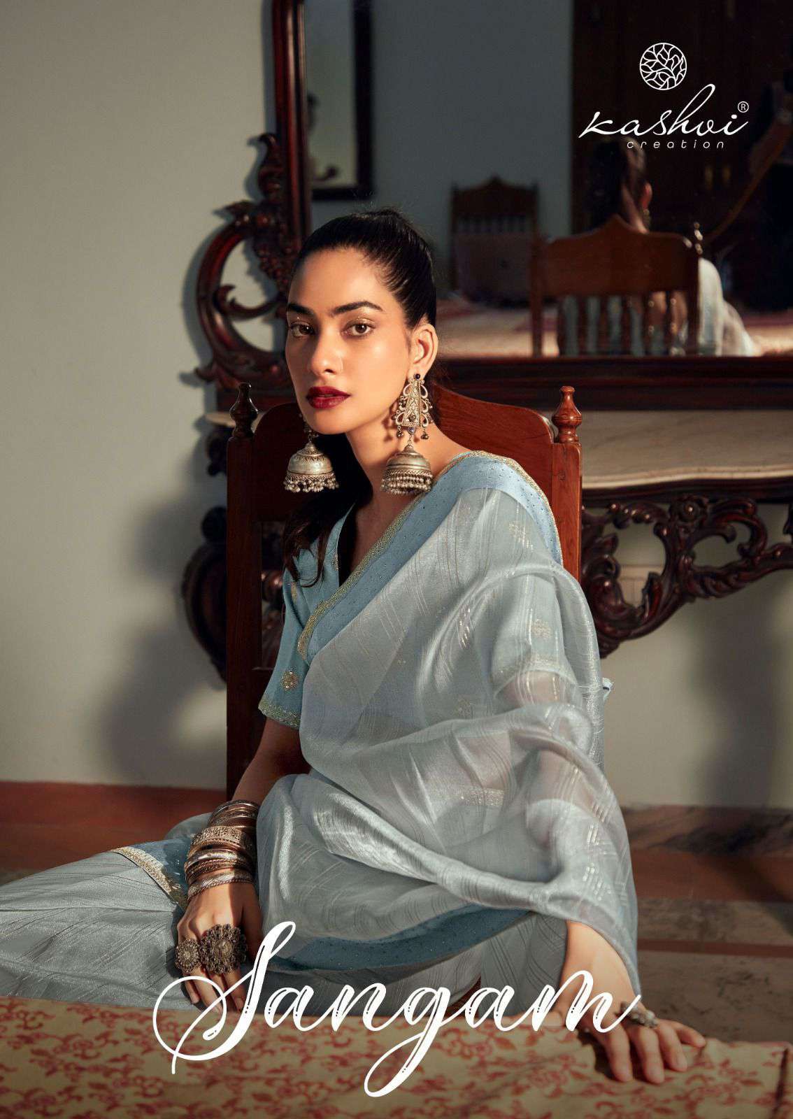 Kashvi Sangam Fancy Organza Silk Ethnic Wear Saree New Designs