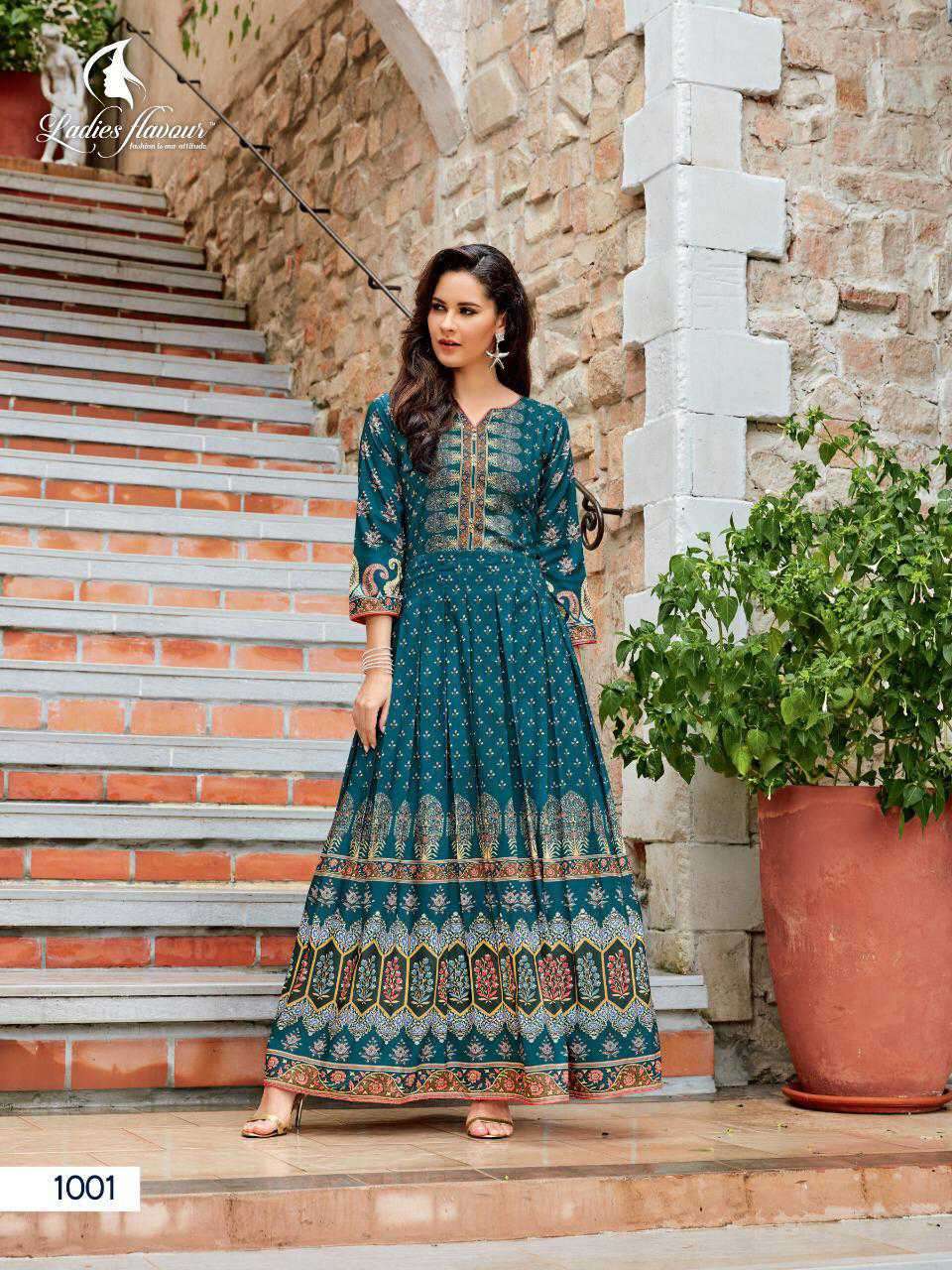 Ladies Flavour Rangreza Designer Style Long Kurti Catalog Wholesale Rate
