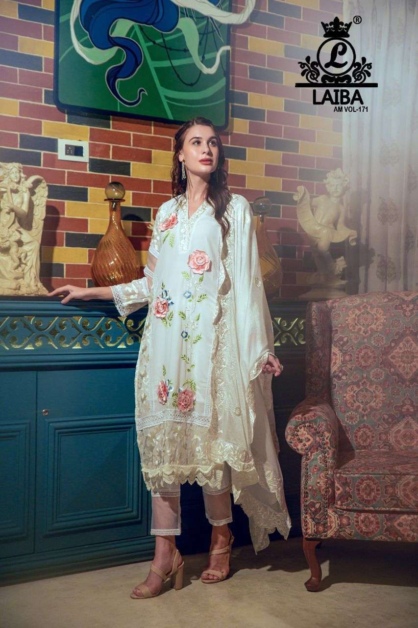 Laiba Am Vol 171 Designer Partywear Pakistani 3 Piece Suit Catalog Exporter