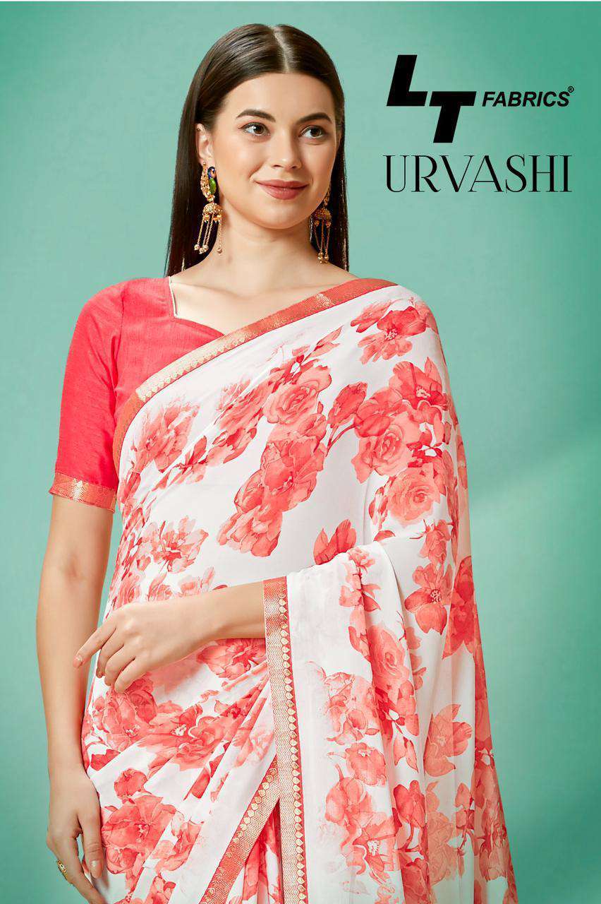 Lt Fabric Urvashi Fancy Printed Daily Wear Saree New Collection Supplier