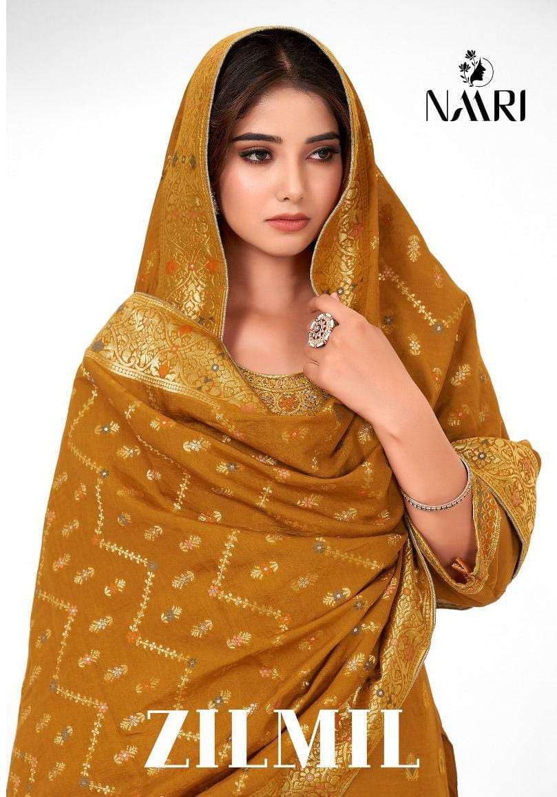 Naari Zil Mil Pure Muslin Jacquard Festive Collection Dress Supplier