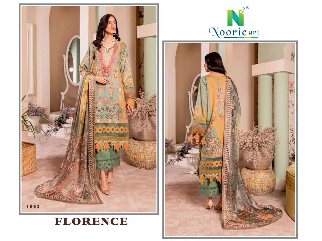 Noorie Art Florence Digital Print Pure Cotton Pakistani Dress New Collection