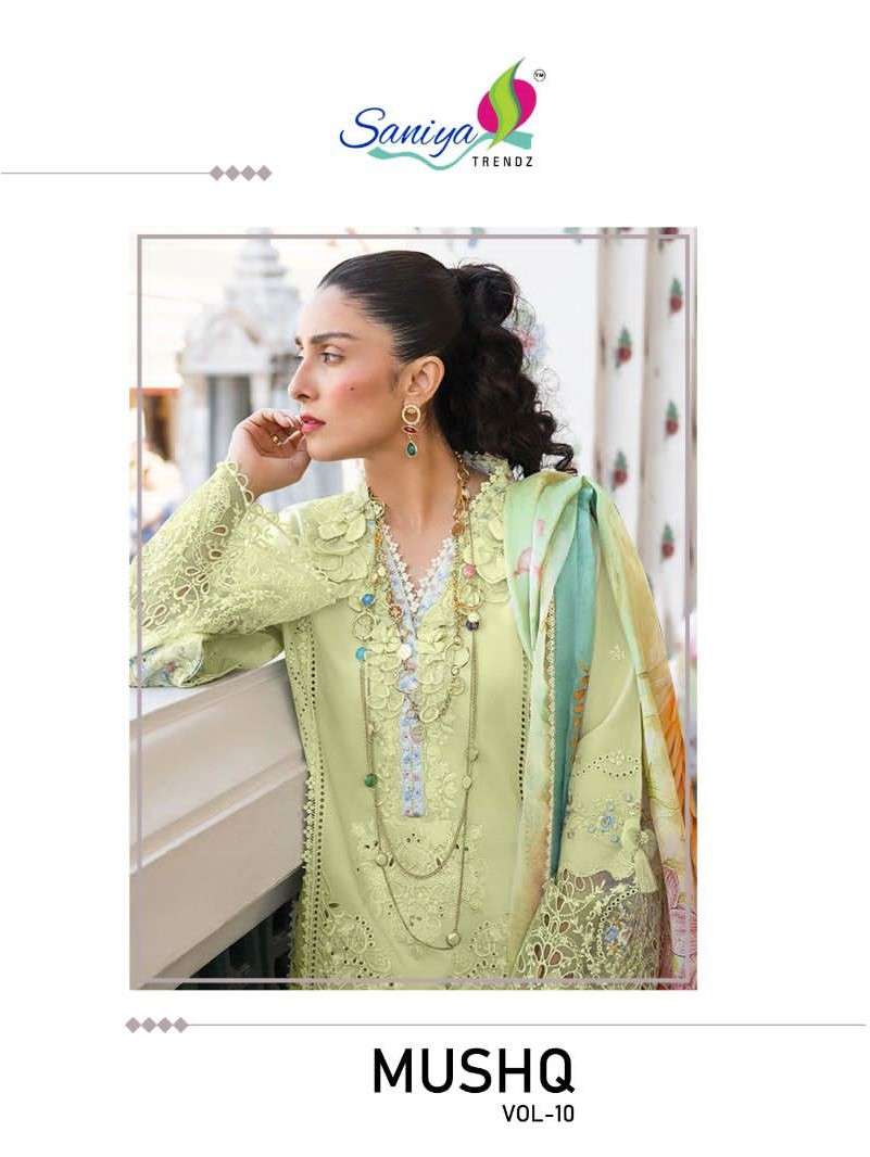 Saniya Trendz Mushq Vol 10 Designer Work Pakistani Suit New Collection