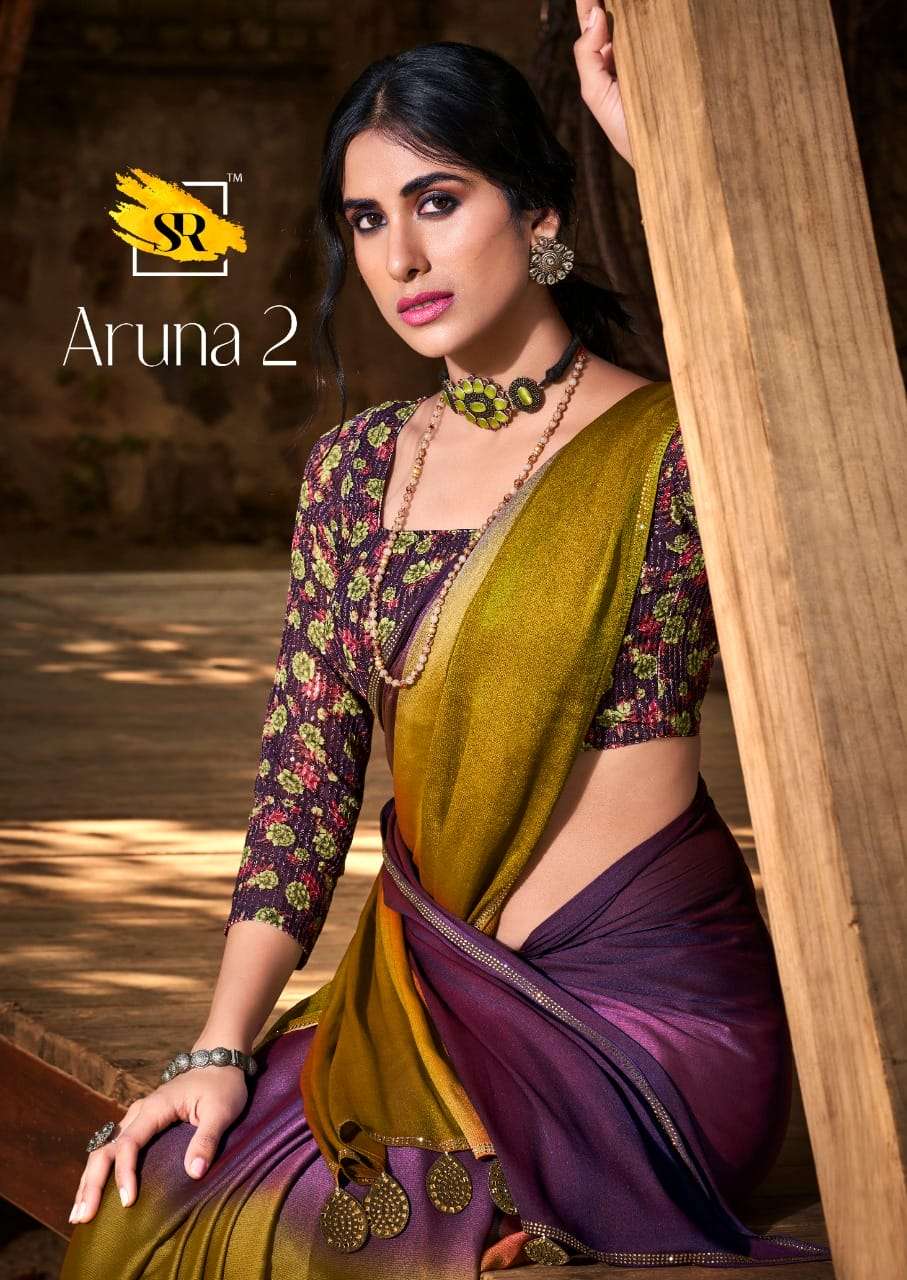 SR Aruna Vol 2 11 To 20 Festive Wear Velvet Chiffon Saree Supplier
