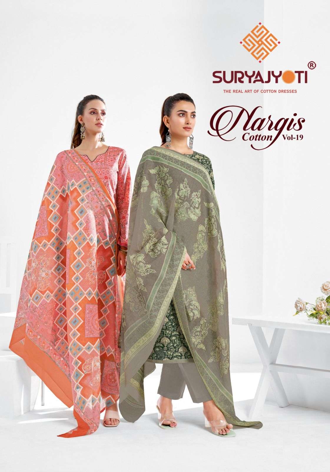 Suryajyoti Nargis Cotton Vol 19 Fancy Printed Pure Cotton Unstitch Suit Wholesaler
