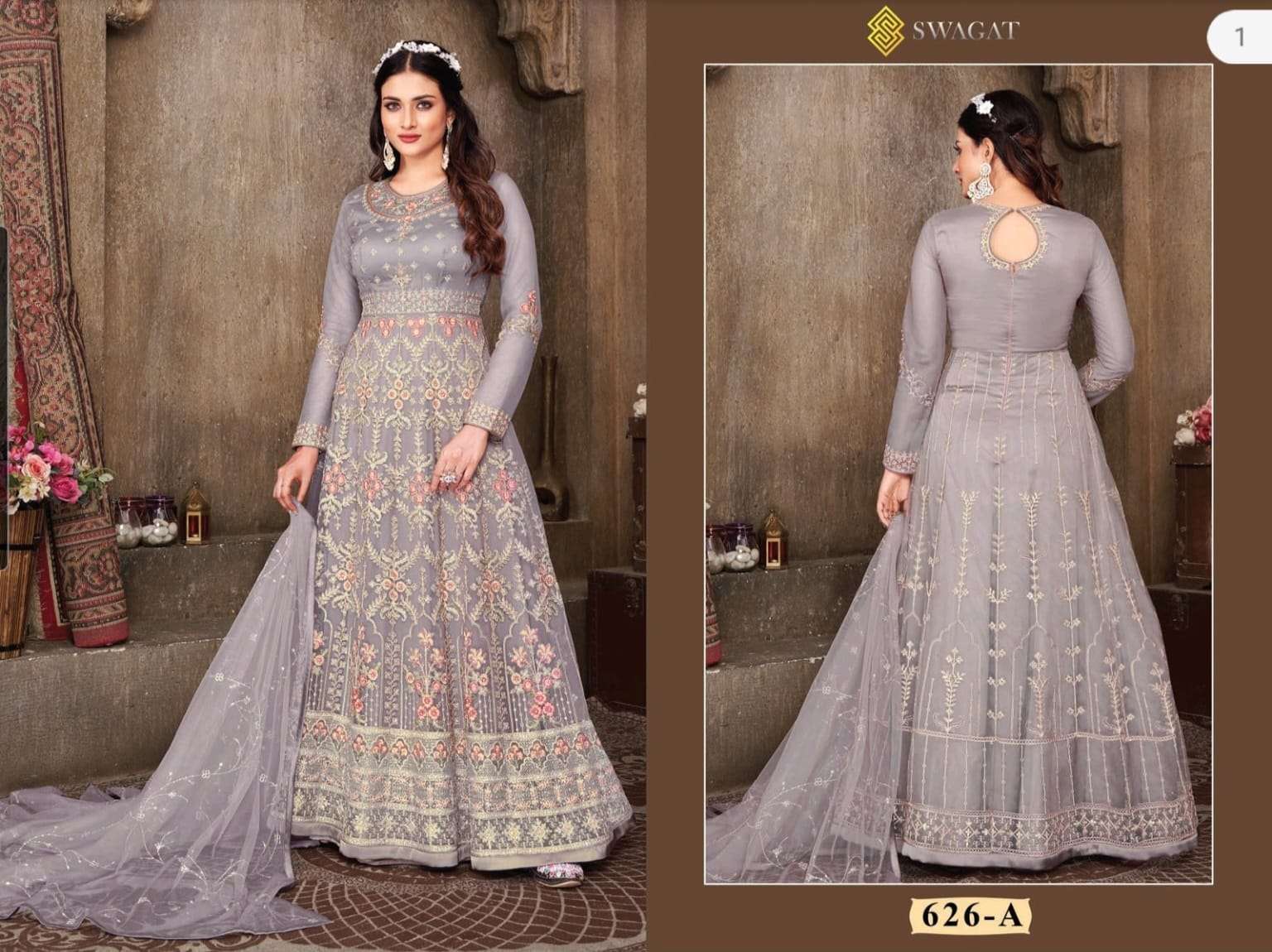 Swagat 626 A Partywear Anarkali Dress Online Collection