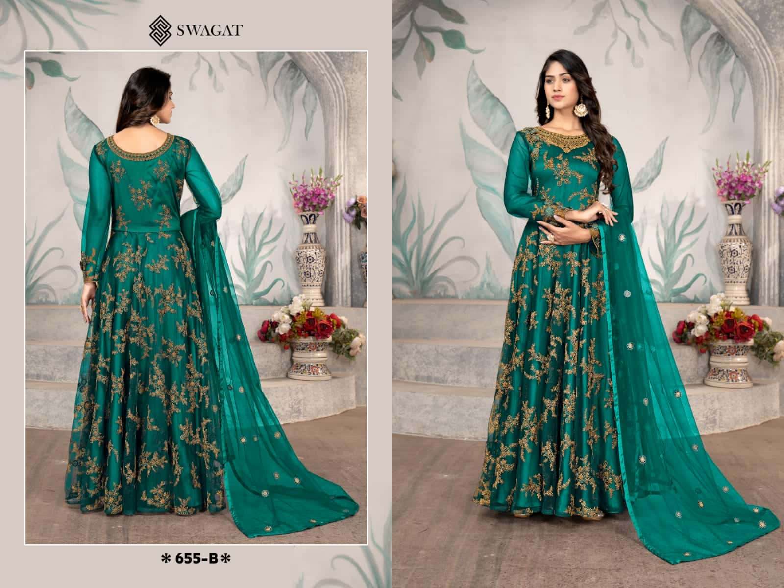 Swagat 655 B Party Wear Style Designer Gown Wholasaler
