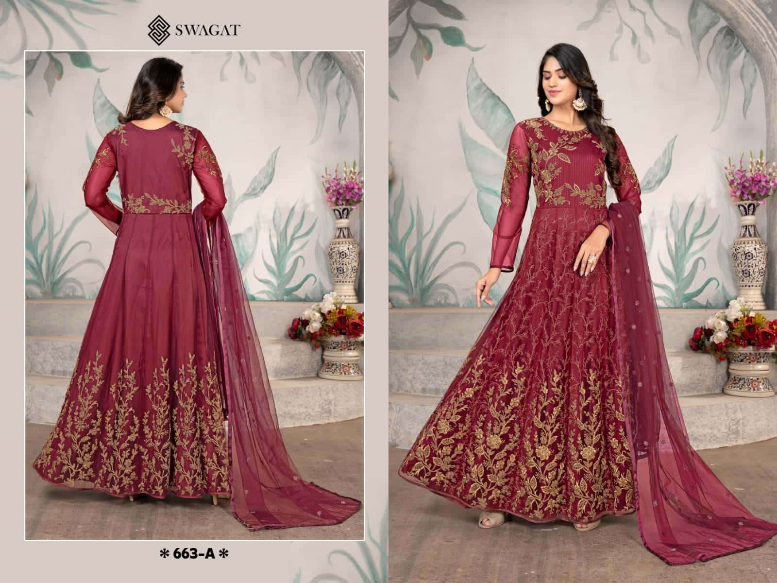 Swagat 663 A Exclusive Fancy Designer Party Wear Gown Collection