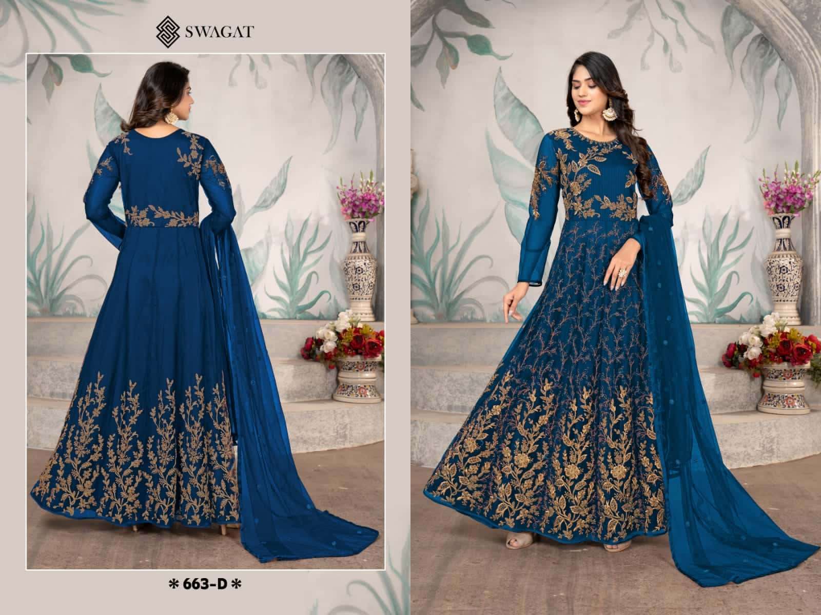 Swagat 663 D Exclusive Designer Festive Wear Gown Collection