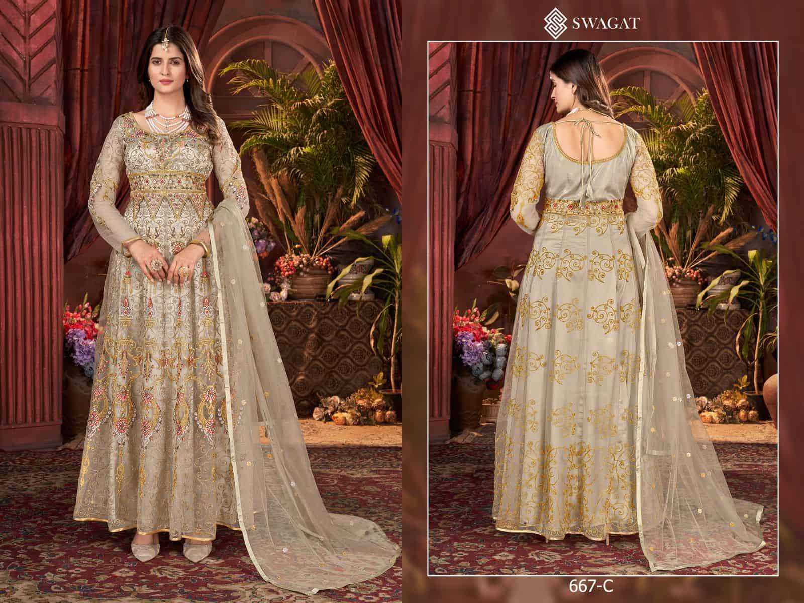 Swagat 667 C Wedding Wear Style Heavy Designer Gown Collection