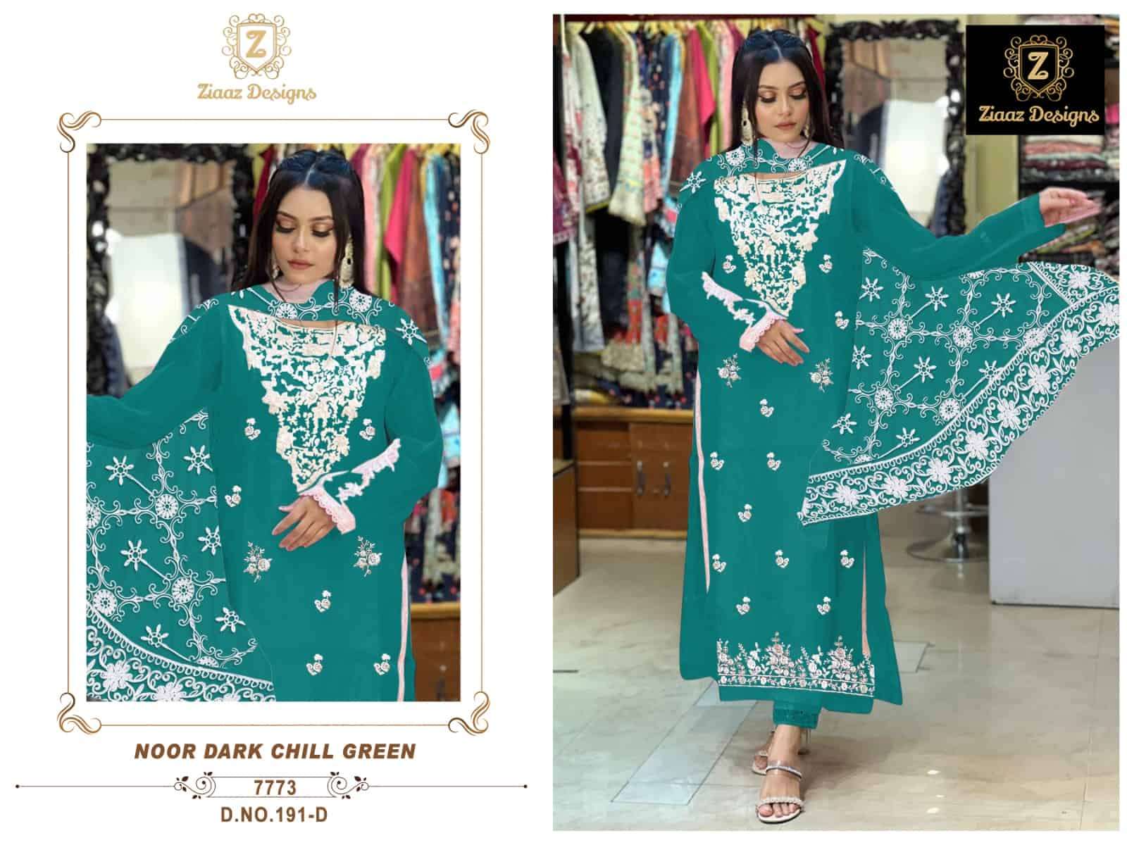 Ziaaz Designs 191 Colors Pakistani New Style Suit Catalog Collection