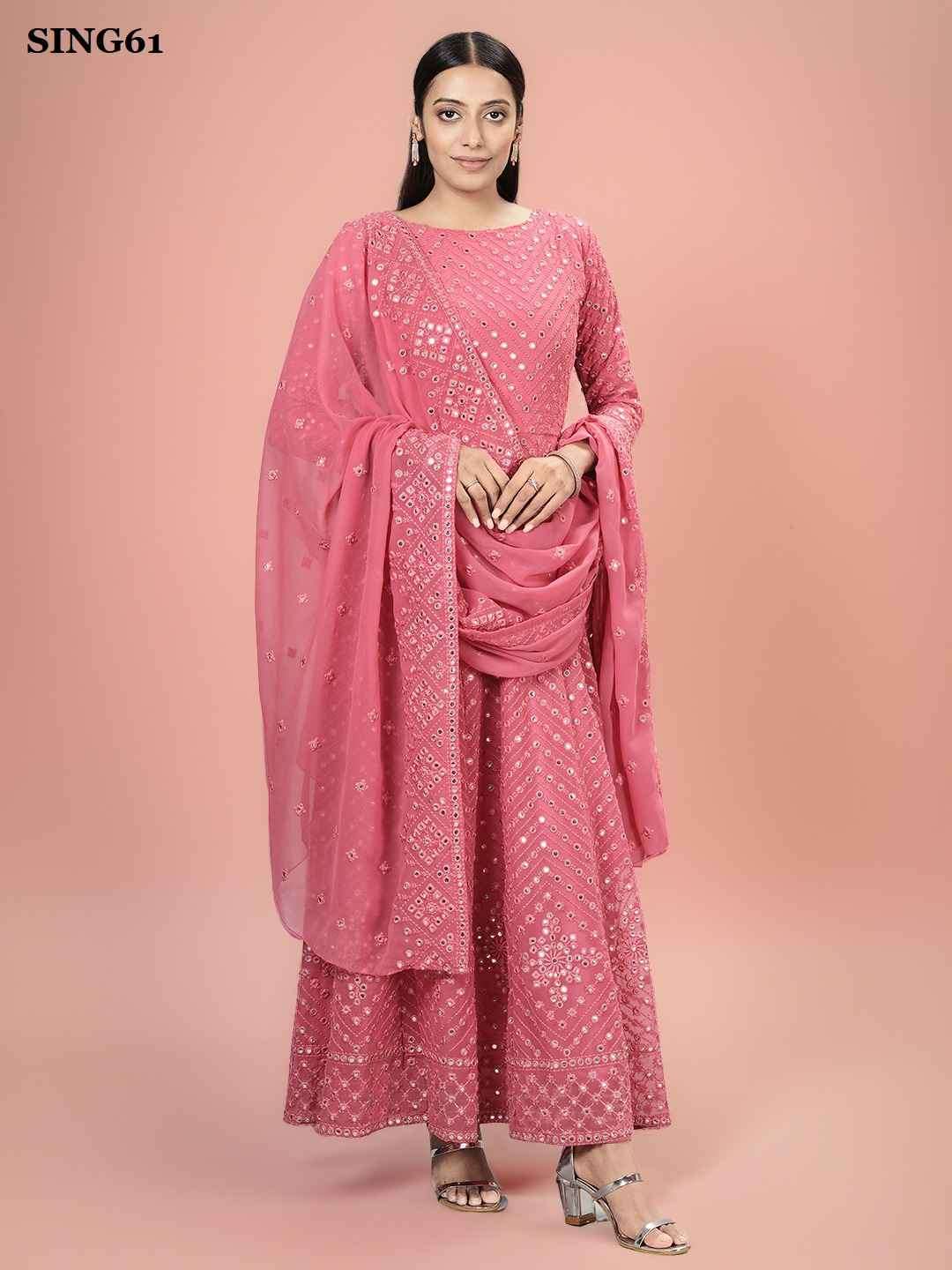 Arya Designs Sing 61 Latest Style Partywear Gown Dupatta Set New Designs