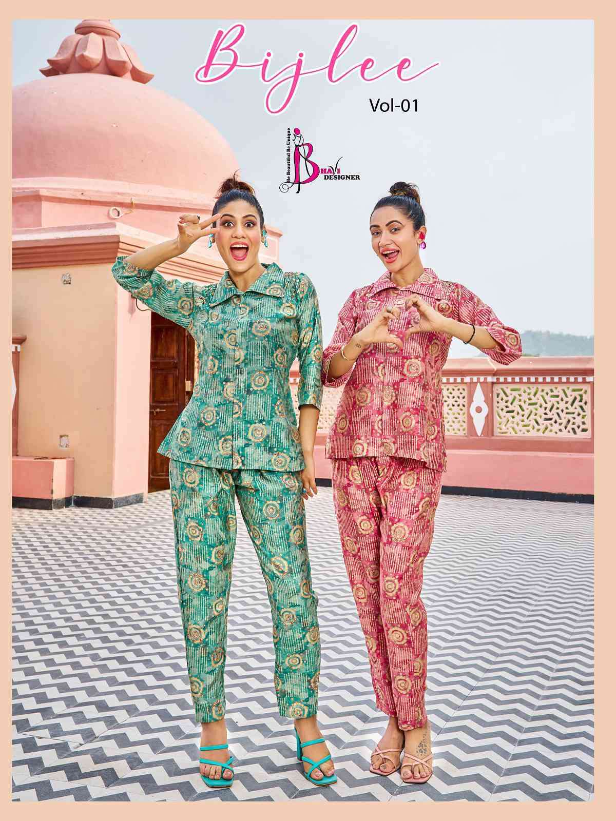 Bhavi Bijlee Vol 1 Fancy Printed Silk Cord Set Ladies Collection Western Outfit Exporter