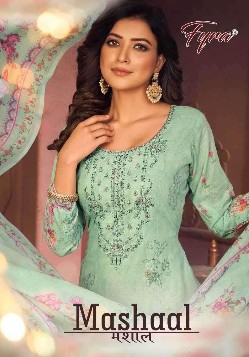 Fyra Mashaal Fancy Pakistani Print Cotton Dress Material Catalog Exporter