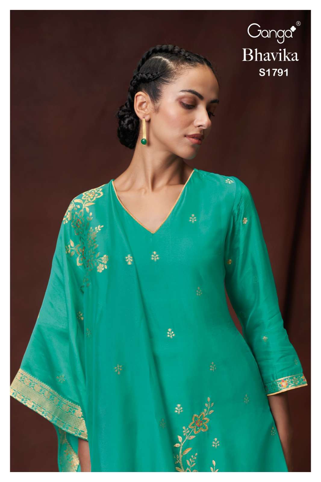 Ganga Bhavika 1791 Fancy Jacquard Tradition Ladies Suit Exporter