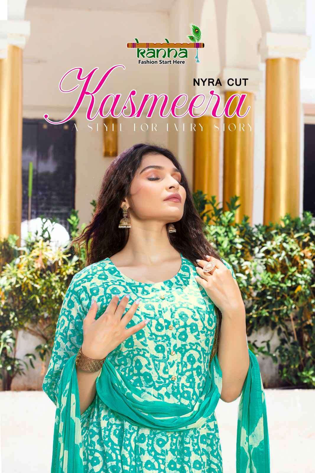 Kanha Kasmeera Fancy Rayon Printed Nayra Cut Dress Catalog Exporter