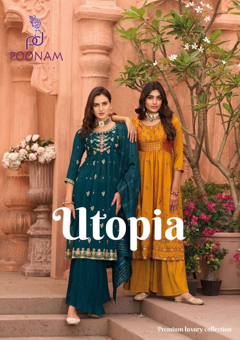 Poonam Designer Utopia Festive Wear Nayra Cut Palazzo Designs Dress Supplier