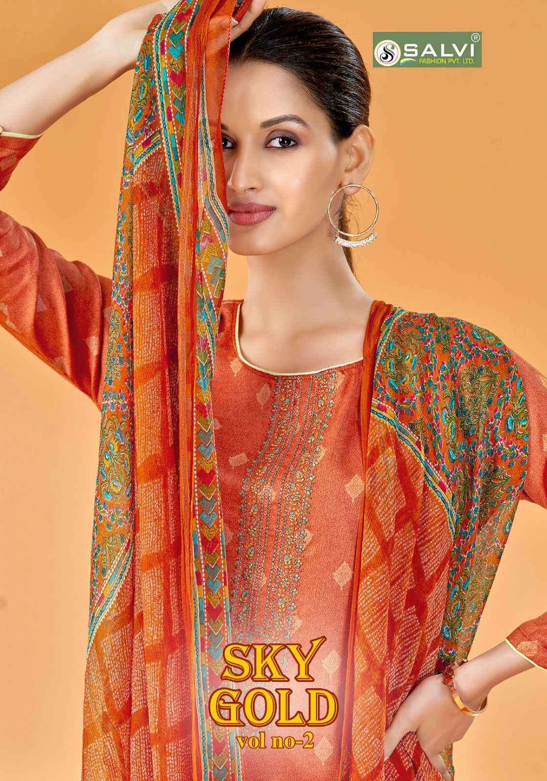 Salvi Fashion Sky Gold Vol 2 Festive Collection Jam Silk Salwar Kameez Wholesaler