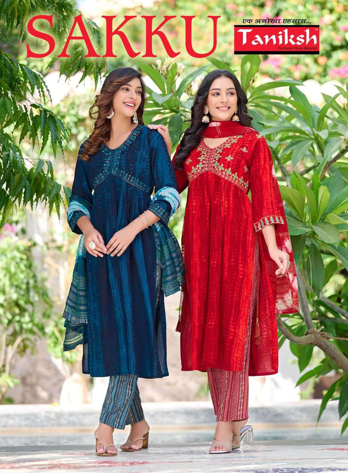 Taniksh Sakku Fancy Print Rayon Aliya Cut Dress Catalog Wholesaler