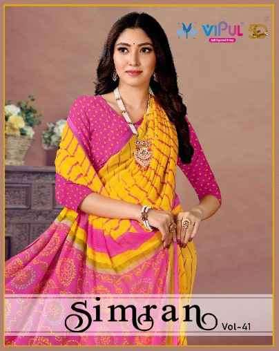 Vipul Simran Vol 41 Fancy Georgette Print Daily Wear Branded Saree Exporter