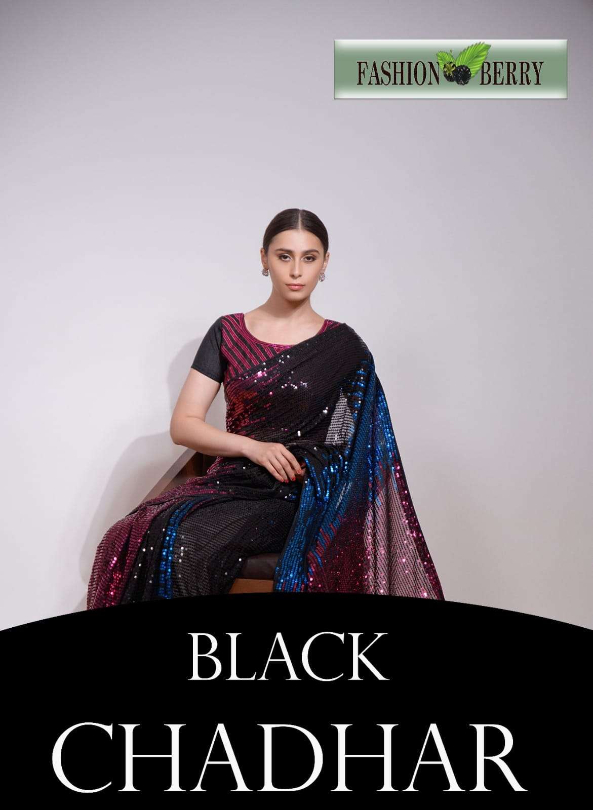 Fashion Berry Black Chadhar Exclusive Fancy Designer Saree Wholasaler