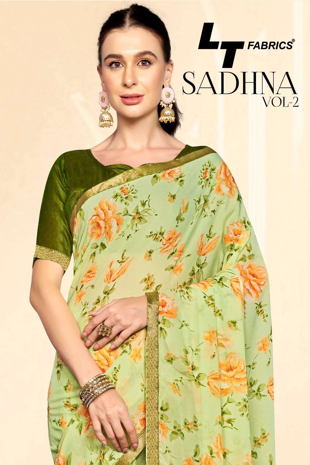 Lt Fabrics Sadhna Vol 2 Fancy Printed Chiffon Saree Catalog Exporter
