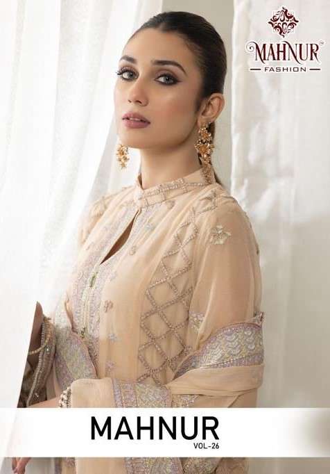 Mahnur Fashion Mahnur Vol 26 Fancy Work Pakistani Georgette Suit Catalog Exporter
