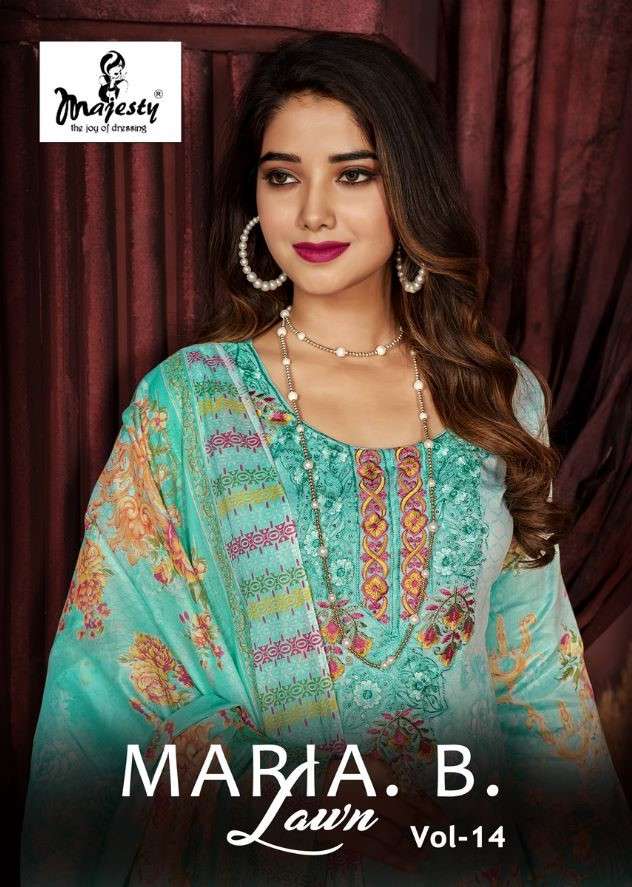 Majesty Maria B Lawn Vol 14 pakistani Suit catalog Dealer