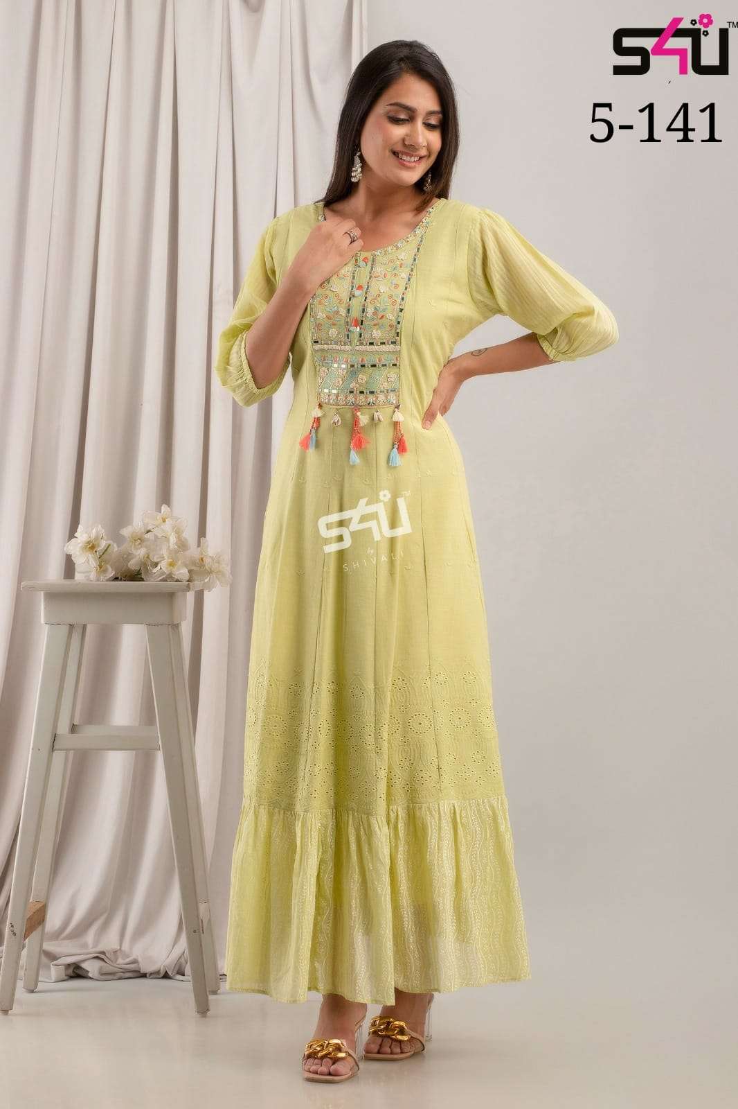 S4U 5-141 Festive Wear Long Kurti Gown New Designs