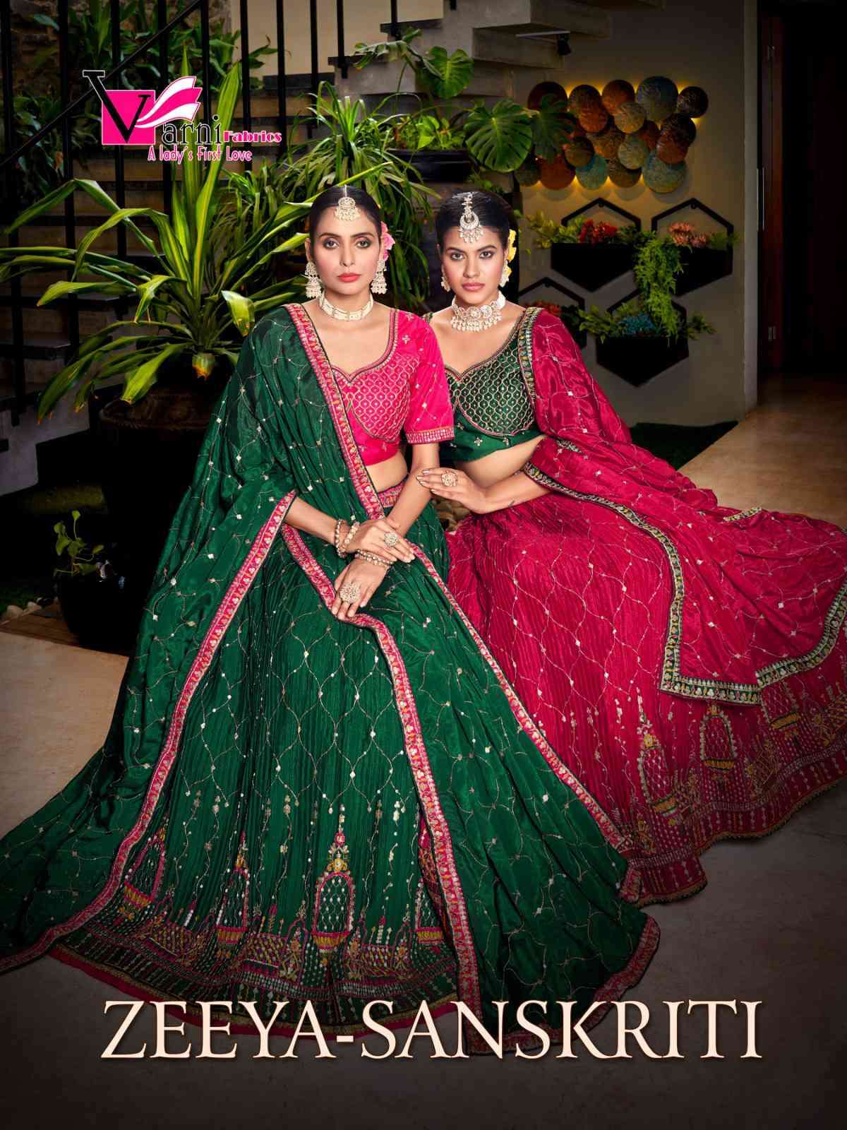 Varni Zeeya Sanskriti 15001 To 15004 Latest Designs Partywear Lehenga Catalog Supplier