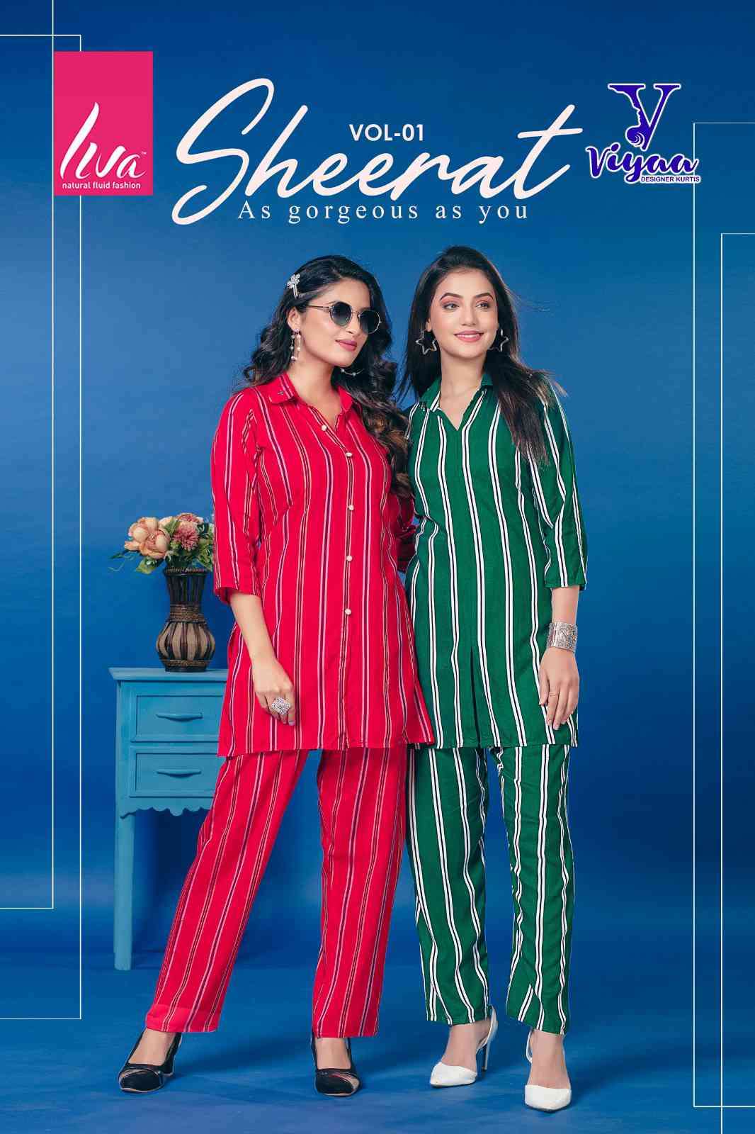 Viyaa Designer Sheerat Vol 1 Ladies Wear Top Bottom Style Cord Set Wholesaler