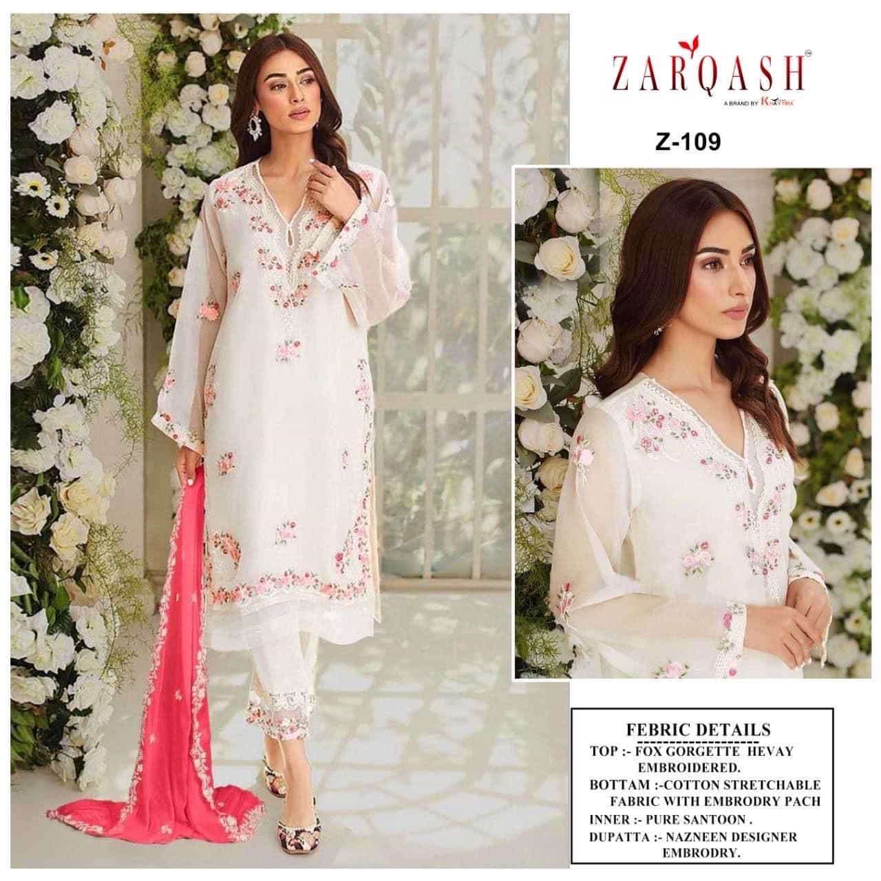 Zarqash Z 109 Pakistani Festive Wear Style Readymade Suit Collection