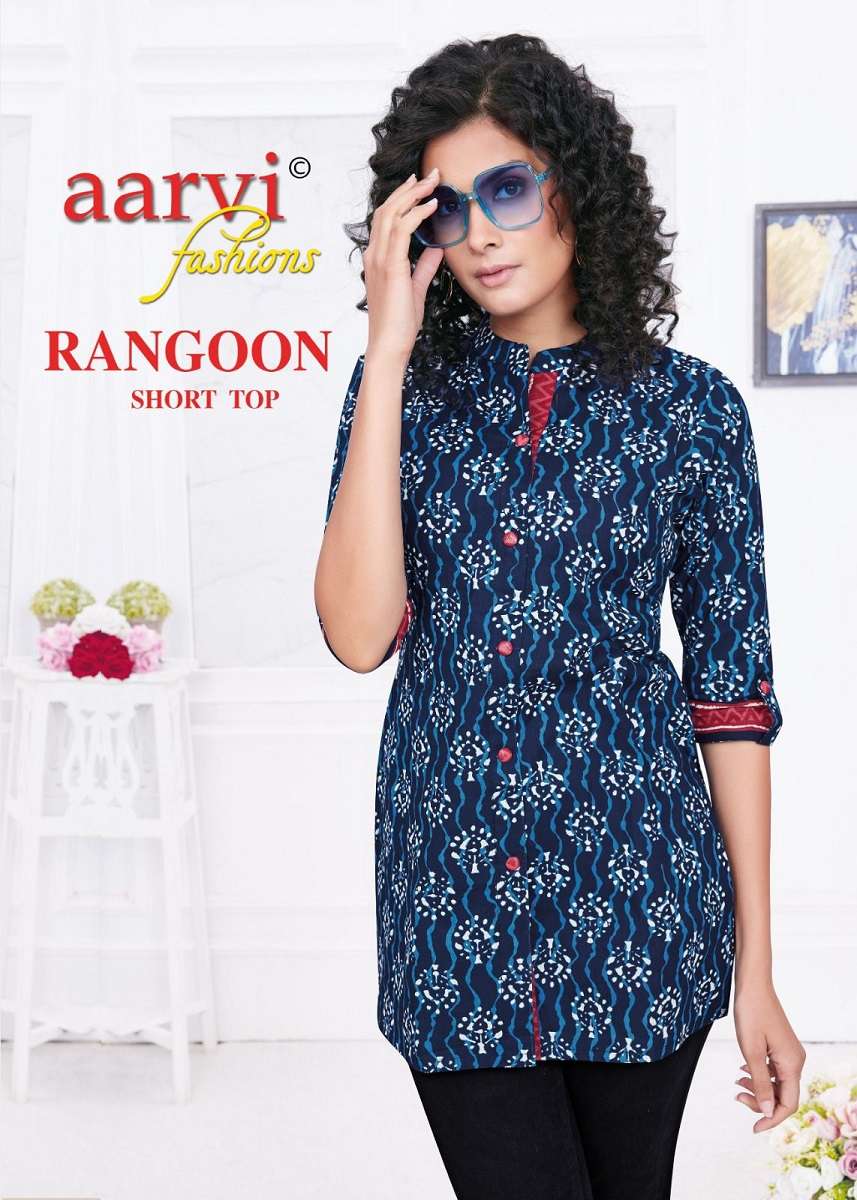 Aarvi Rangoon Ethnic Wear Short Top Office Wear Collection Kurti