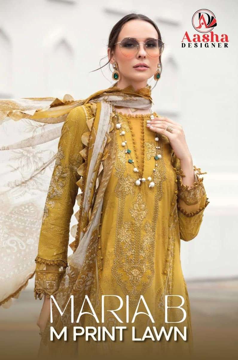 Aasha Designer Maria B Mprint Lawn pakistani Suit Wholealer
