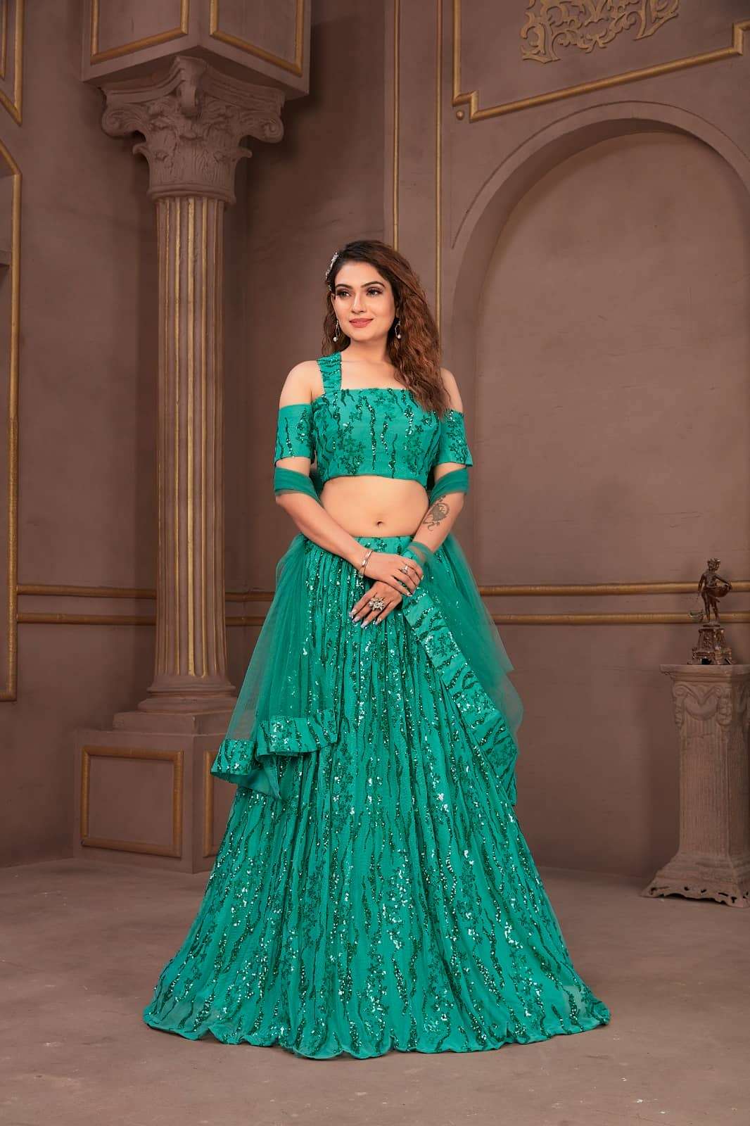 Amoha Trends C 1932 Colors Crop Top Style Party Wear Lehenga Collection