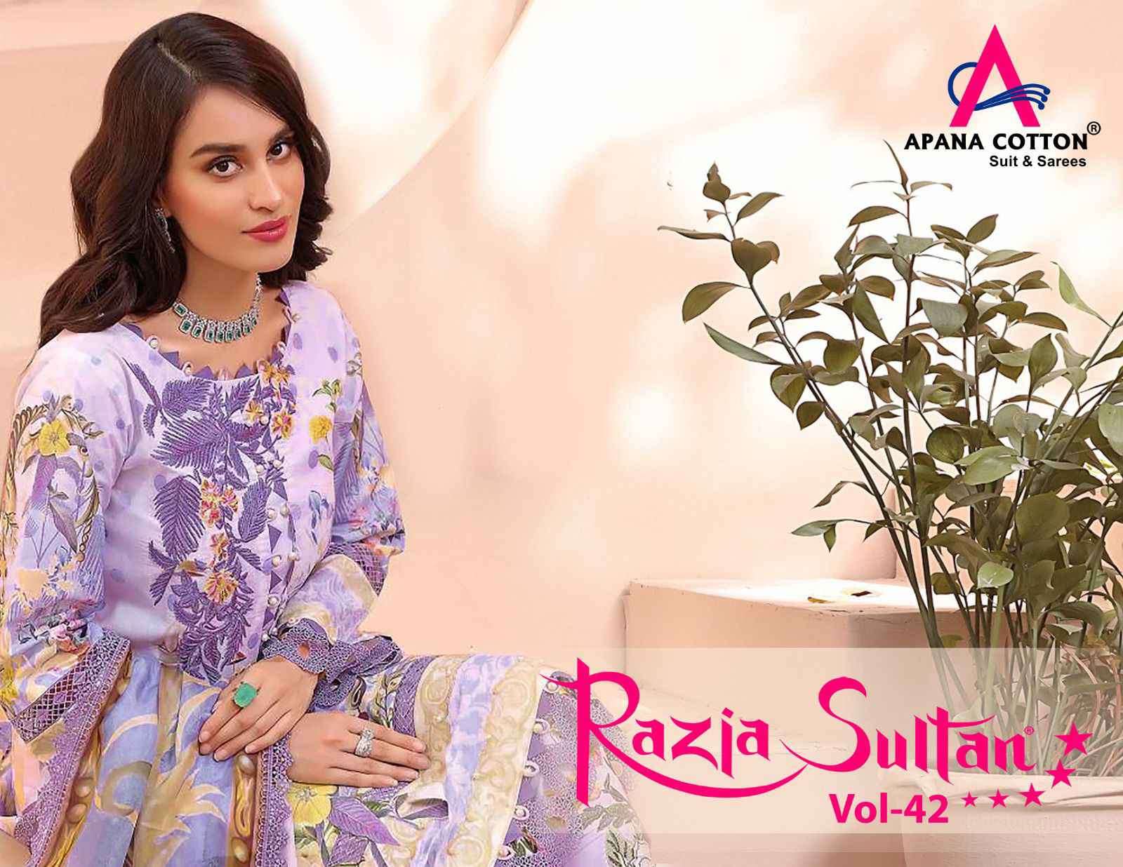 Apana Cotton Razia Sultan Vol 42 Karachi Style Cotton Dress Material Exporter