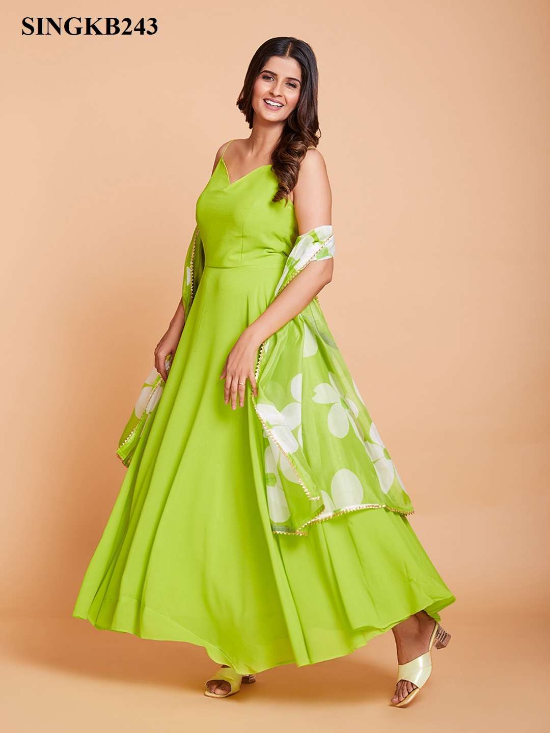 Arya Designs Singkb 243 Traditional Wear Anarakali Style Gown Dupatta New Designs