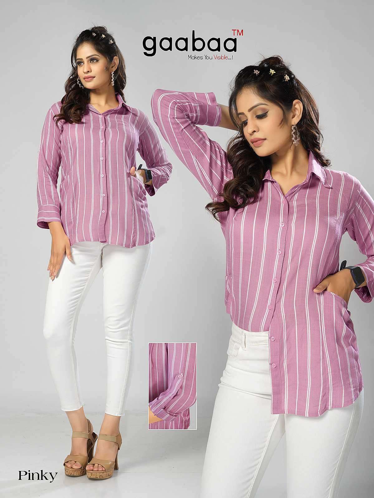 Gaabaa Pinky Office Wear Ladies Shirt Combo Designs Outfit